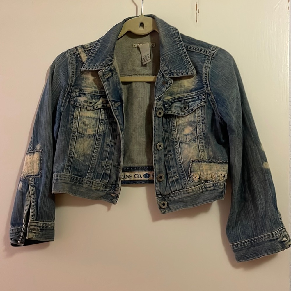 Polo Jeans Ralph Lauren cropped denim distressed jacket size S